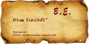 Blum Euniké névjegykártya